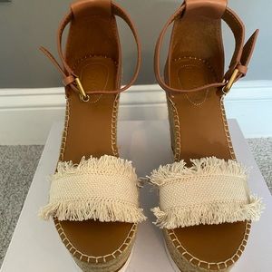 See by Chloé Leather & Canvas Platform Wedges